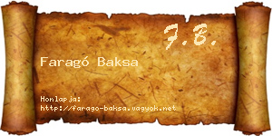 Faragó Baksa névjegykártya