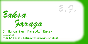 baksa farago business card